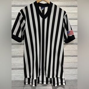 Vintage Dalco athletic Short Sleeve Referee Shirt Black White L Made In USA
